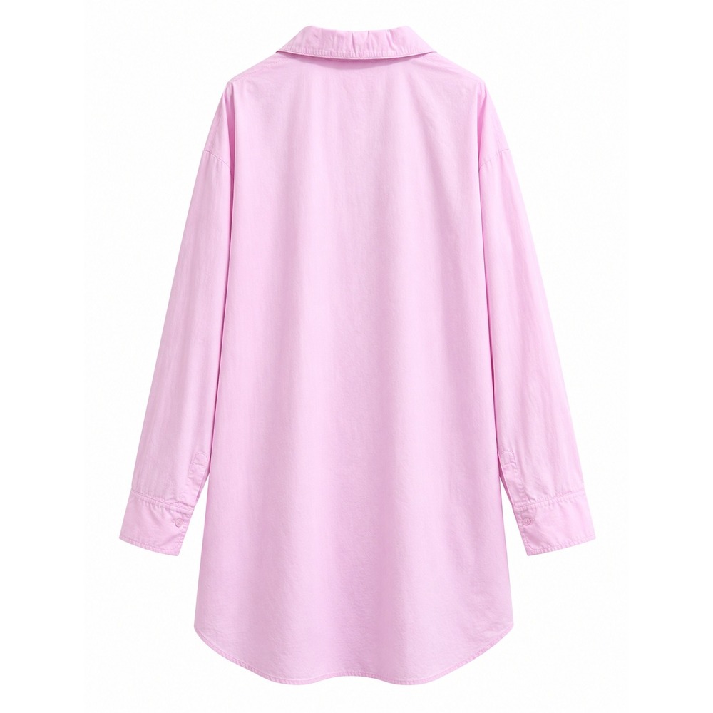 SKIMS Cotton Poplin Sleep Shirt Dress Baby Pink 4X Plus Long Sleeve Button Up - Picture 2 of 11